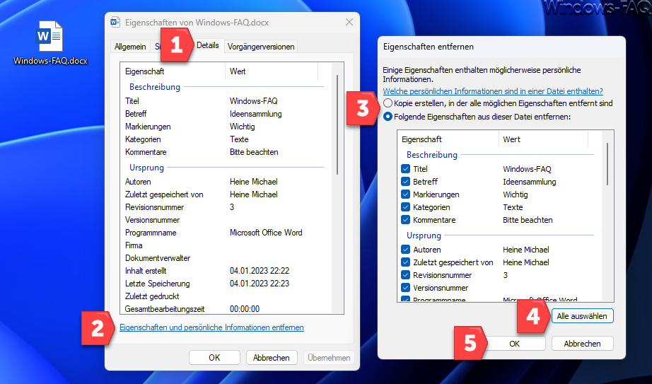 Metadaten aus Dateien entfernen