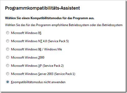 Vista Programmkompatibilitäts-Assistent