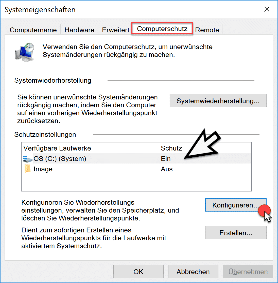Computerschutz Schattenkopien