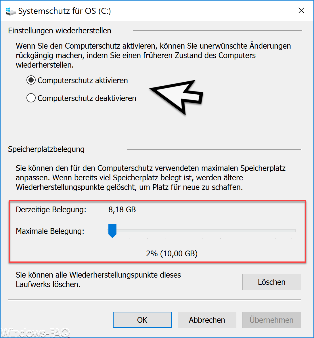 Einstellungen Computerschutz