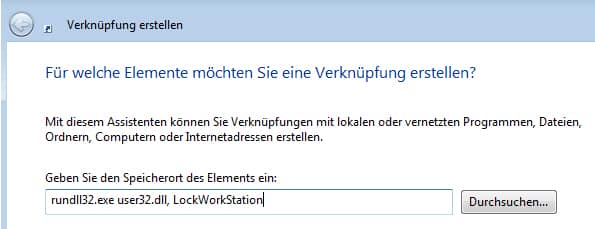 computer-sperren Desktop Verknüpfung Computer sperren
