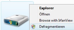 Defragmentierung direkt aus dem Explorer aufrufen (Kontextmenü)