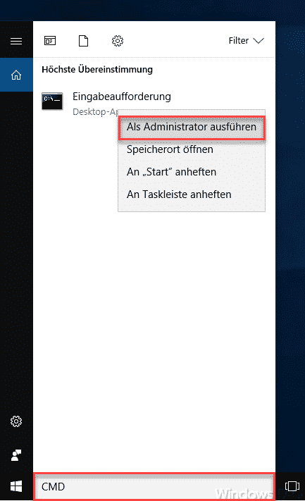 CMD als Administrator ausführen
