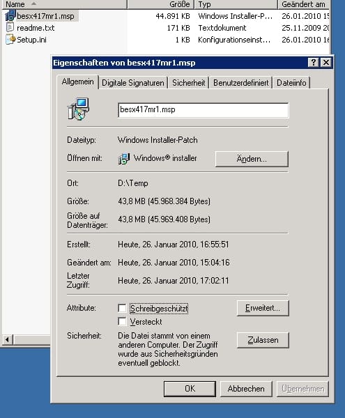 datei-zulassen Die Datei stammt von einem anderen Computer. Der Zugriff wurde aus Sicherheitsgründen eventuell geblockt.