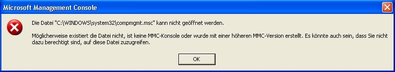 compmgmt Die Datei compmgmt.msc kann nicht geöffnet werden.