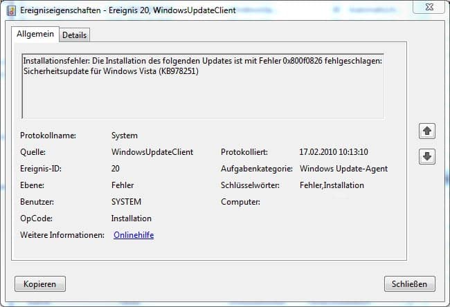 ereignis-0x800f0826 ereignis-0x800f0826