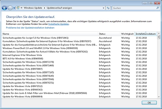 updateverlauf updateverlauf