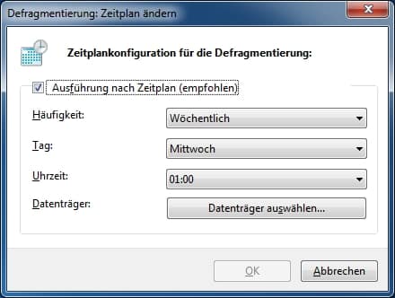 ausfuehrung-nach-zeitplan Zeitplankonfiguration Defragmentierung Ausführung