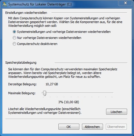 systemwiederherstellung-konfigurieren