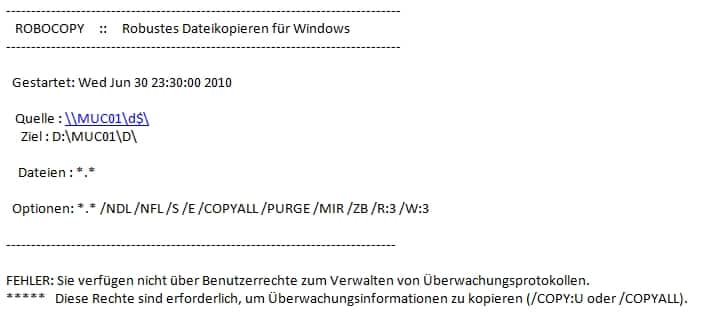 robocopy-benutzerrechte