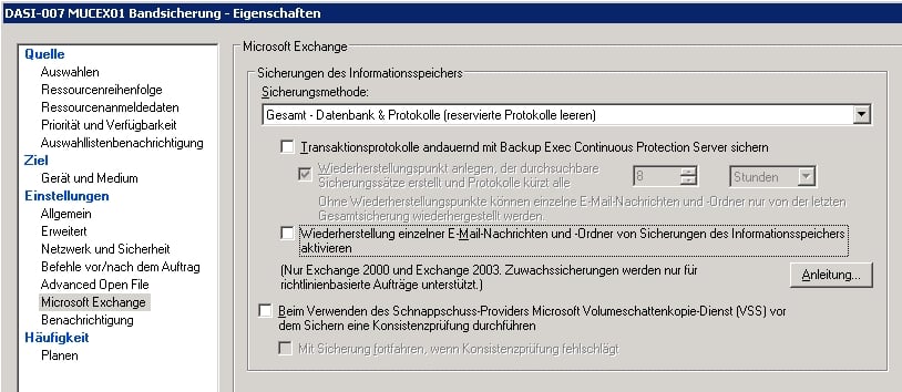 Symantec Backup Exec Fehlermeldung 0xe0008488 – Zugriff verweigert