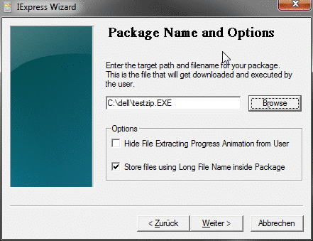 iexpress_package_name_and_options