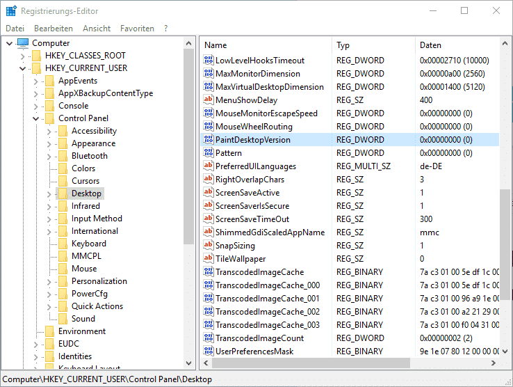 Versionsnummer (Build-Nummer) der Windows-Version auf dem Desktop anzeigen