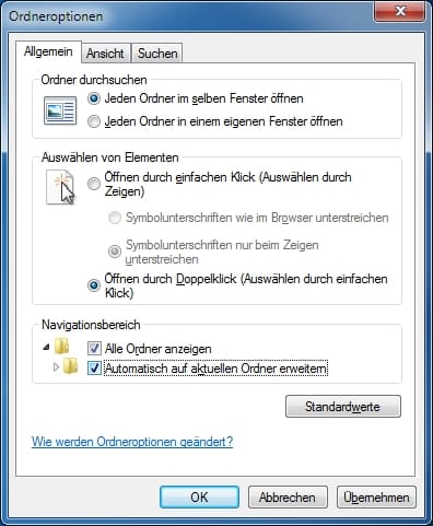 explorer_ordneroptionen Automatisch auf aktuellen Ordner erweitern