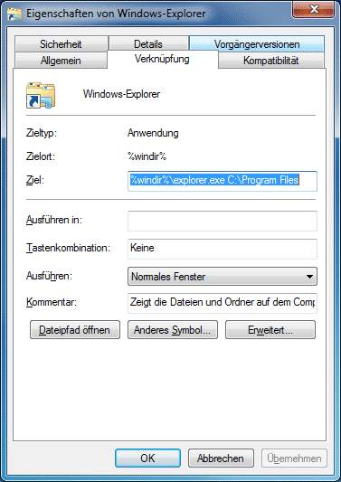 explorer_standardpfad_aendern Windows Explorer Standardpfad ändern