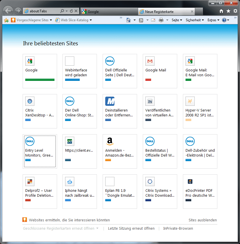 ie9 beliebteste sites 4 reihen