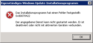 Error 0x80070422 Error 0x80070422 Windows Update
