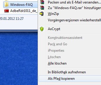 Windows Explorer als Pfad kopieren Windows Explorer als Pfad kopieren