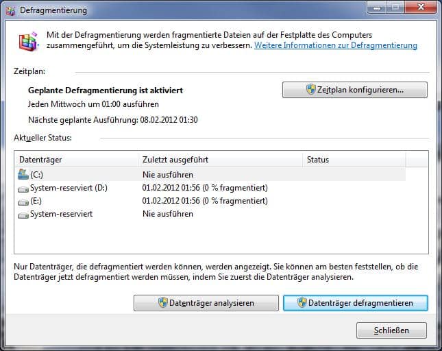Lebensdauer der SSD Festplatte erhöhen – automatische Defragmentierung ausschalten