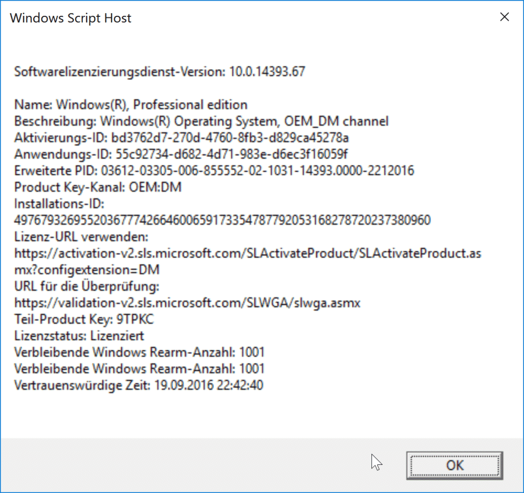 SLMGR Softwarelizensierungsdienst Windows Script Host