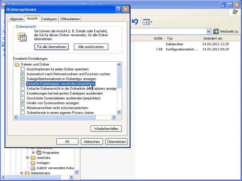 Einfache Dateifreigabe bei Windows XP Einfache Dateifreigabe bei Windows XP