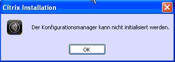 Der Konfigurationsmanager kann nicht initialisiert werden Der Konfigurationsmanager kann nicht initialisiert werden