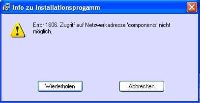 Error 1606 Error 1606