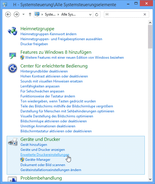 Erweiterte Druckereinstellungen Windows 8 Erweiterte Druckereinstellungen Windows 8