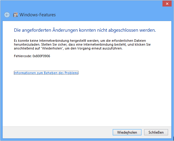Windows Feature 0x800F0906 Windows Feature 0x800F0906