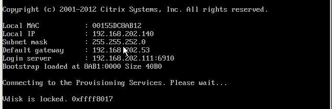Citrix – Vdisk is locked 0xffff8017