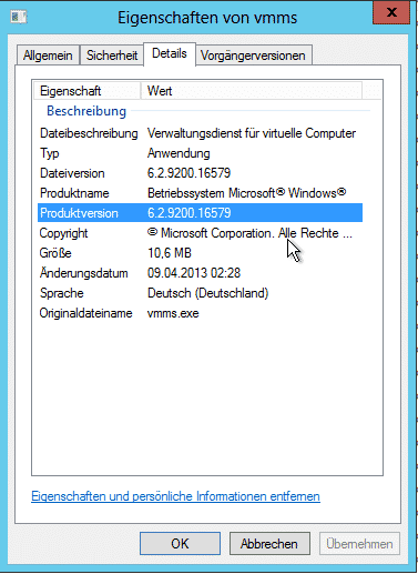 Hyper-V Build-Nummer Hyper-V Build-Nummer