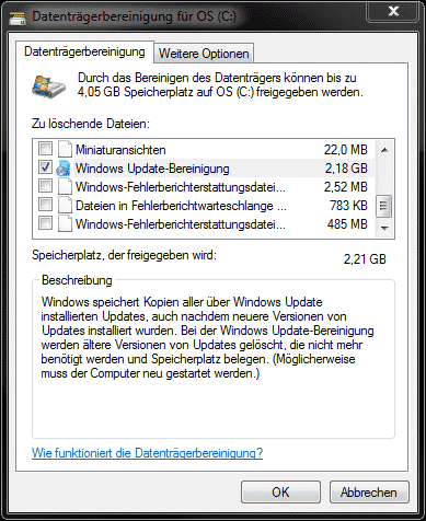 Datenträgerbereinigung Windows Update Bereinigung Datenträgerbereinigung Windows Update Bereinigung