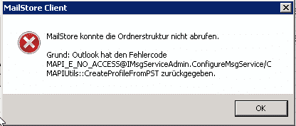 Error MAPI_E_NO_ACCESS Error MAPI_E_NO_ACCESS