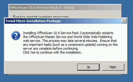 OfficeScan 10.6 SP3 Installation Restart OfficeScan 10.6 SP3 Installation Restart