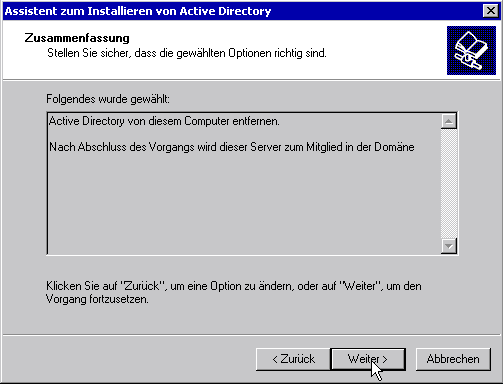 Active Directory entfernen Active Directory entfernen