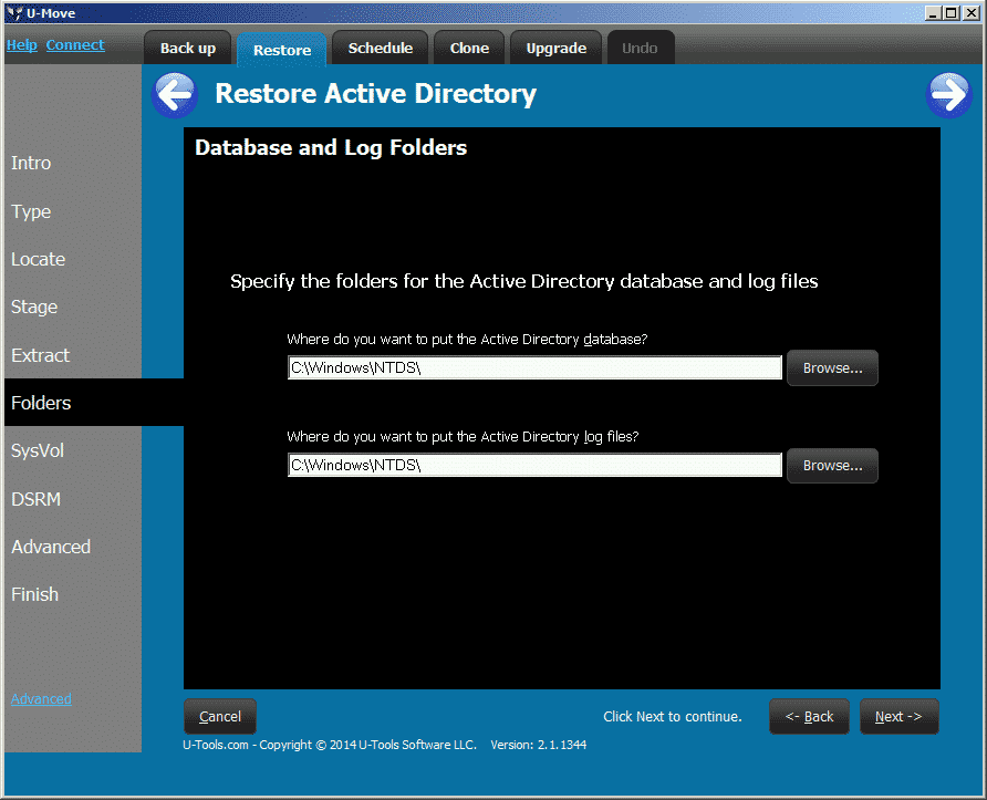 UMove specify folders