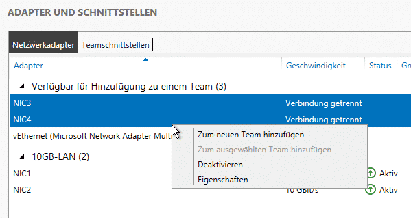 Zum neuen Team hinzufügen
