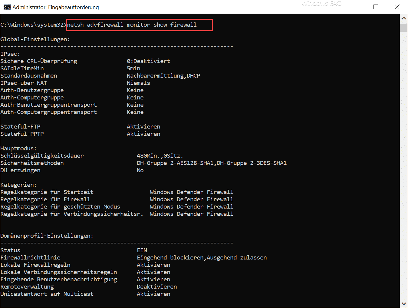 netsh advfirewall monitor show firewall