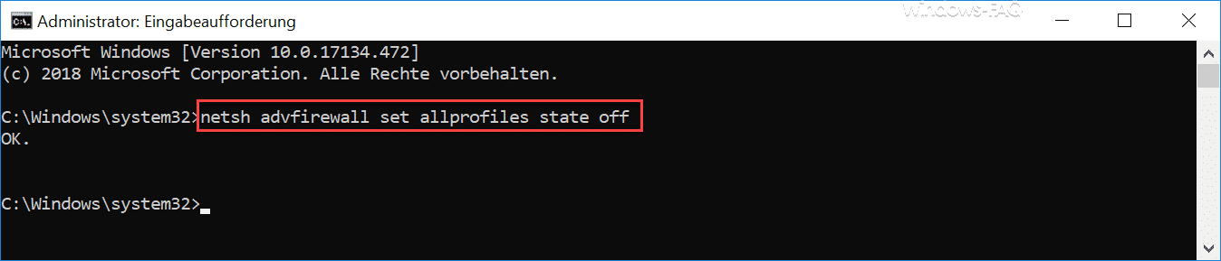 netsh advfirewall set allprofiles state off