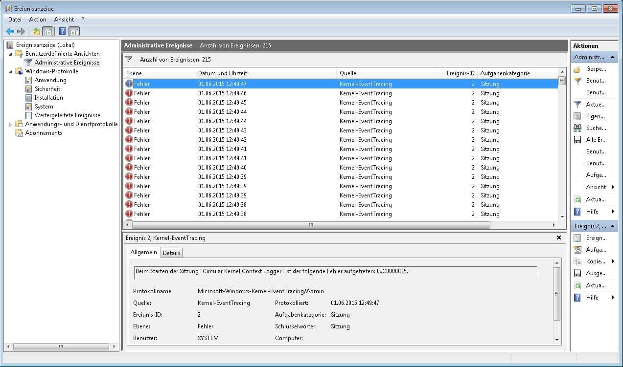 0xC000035 Fehler Circular Kernel Context Logger