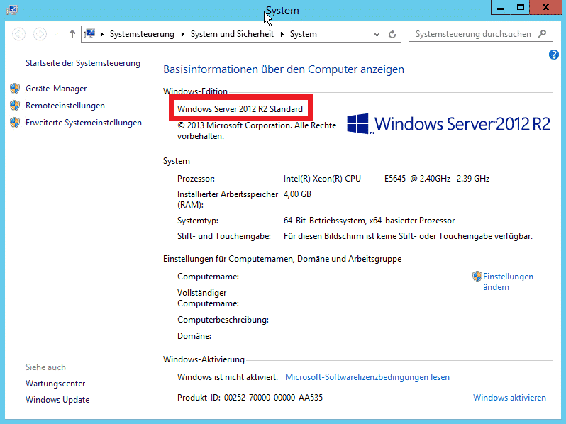 Windows 2012 R2 Standard