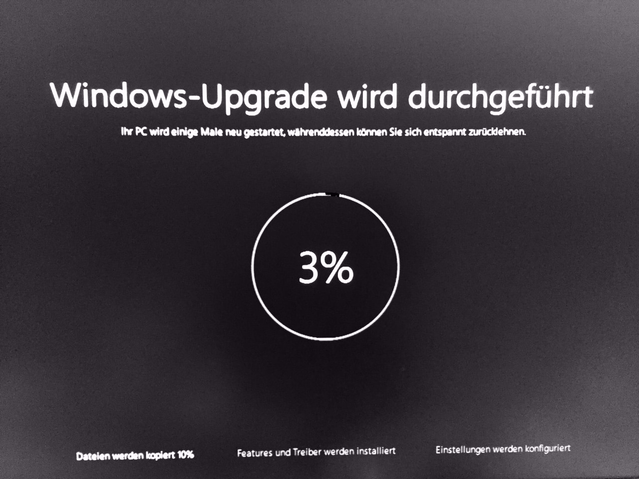 Windows Upgrade wird durchgefuehrt