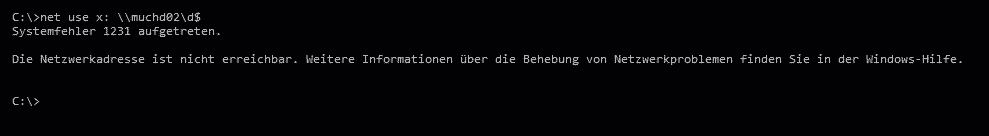 Systemfehler 1231 - Netzwerkadresse
