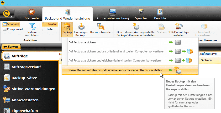 Backup Job bei Symantec (Veritas) Backup Exec kopieren