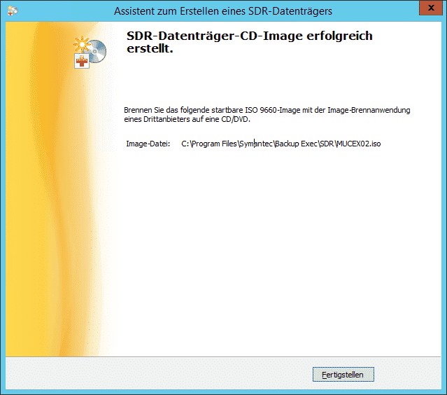 Backup Exec – SDR Datenträger erstellen – Teil 3