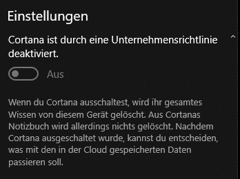 Cortana ausschalten