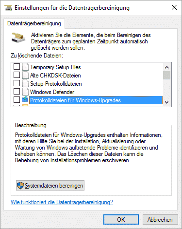 Datenträgerbereinigung Systemdateien SageSet