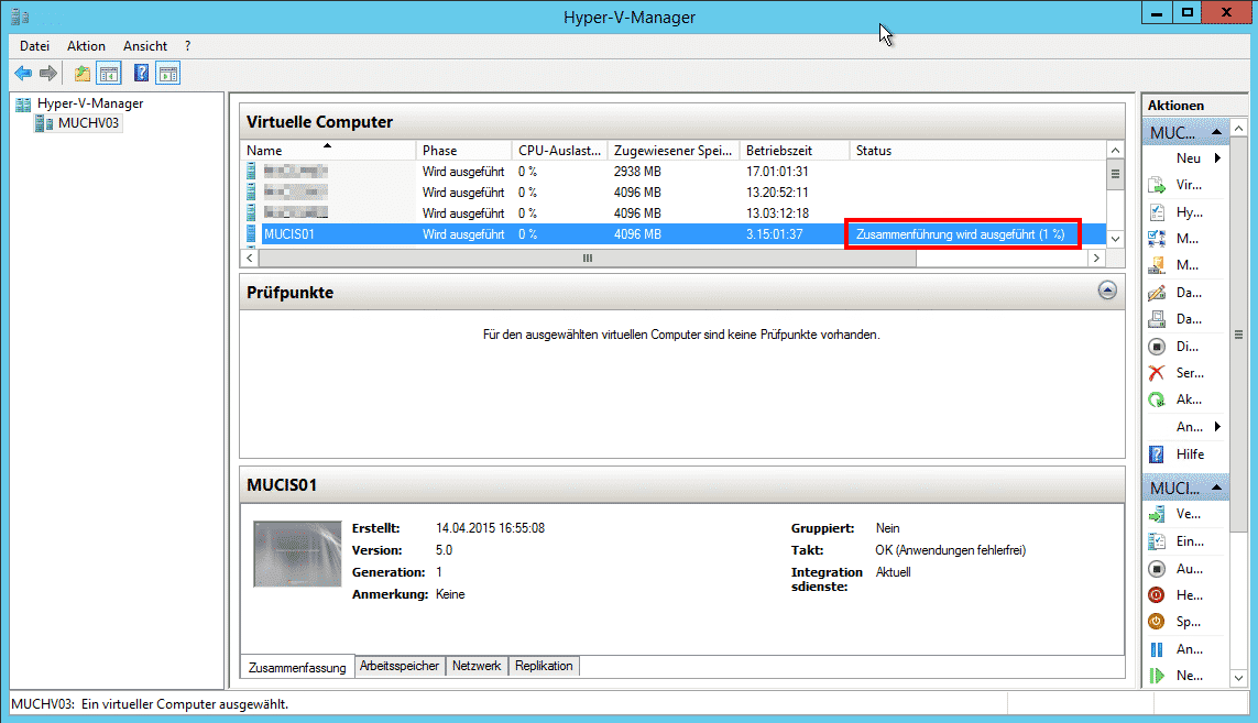 Hyper-V Zusammenführen