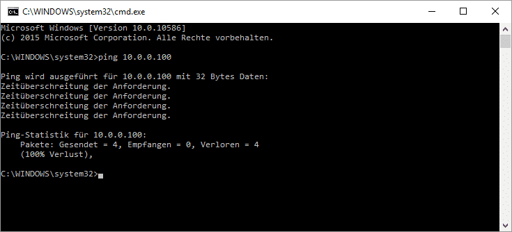 Pingtest Fehler