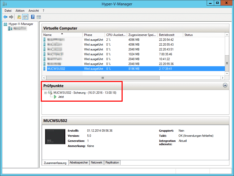 Snapshot Hyper-V Backup Exec